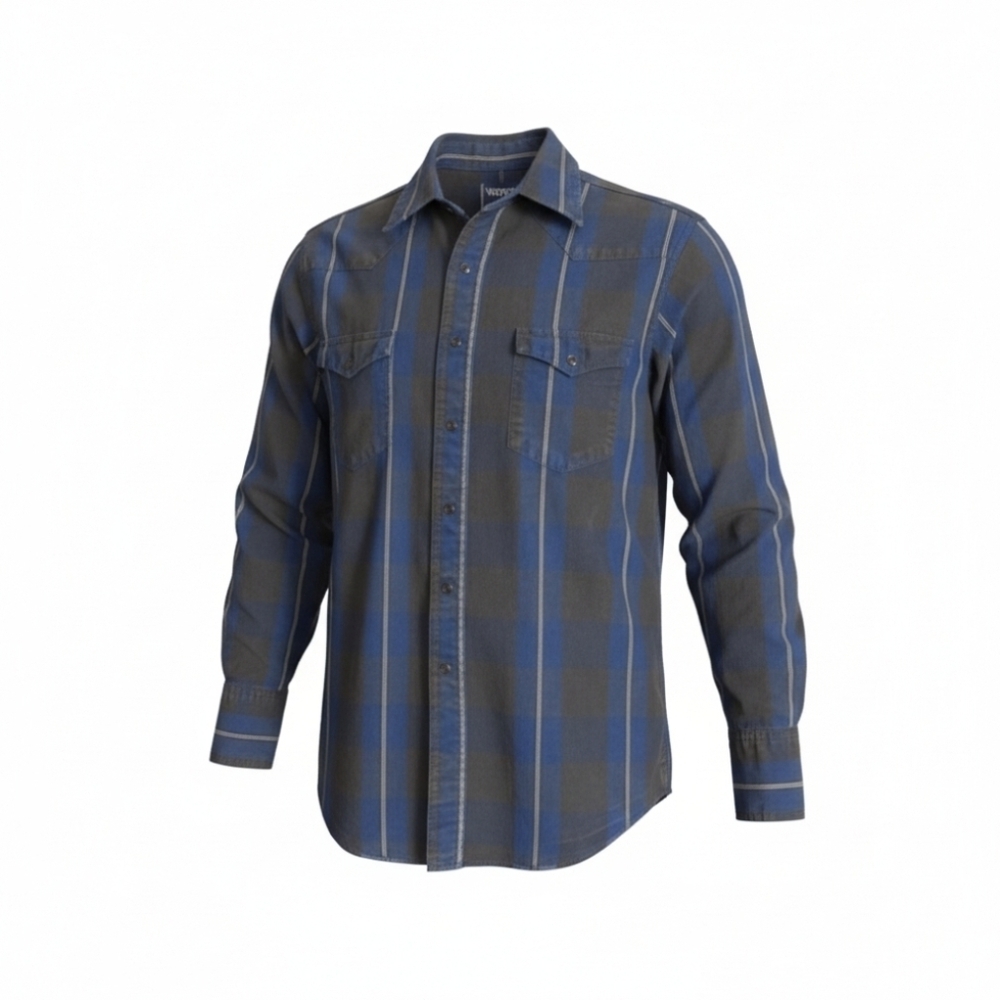 Wrangler Vintage Snap Button Front Flannel Shirt Regular Fit X-Long Tails